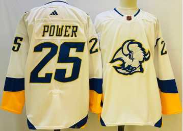 Men%27s Buffalo Sabres #25 Owen Power White 2022 Reverse Retro Authentic Jersey